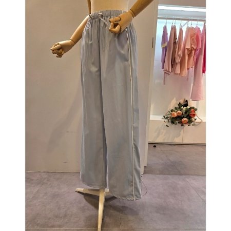 배색 줄 와이드 팬츠