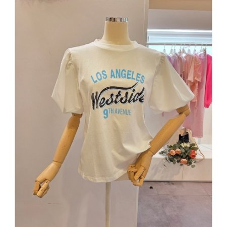 영문 프린팅 라운드넥 티셔츠