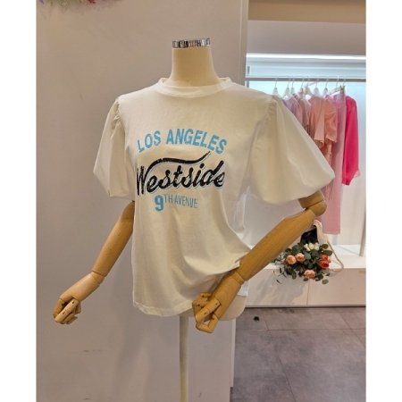 영문 프린팅 라운드넥 티셔츠