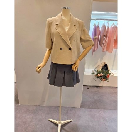 더블 숏 5부소매 자켓