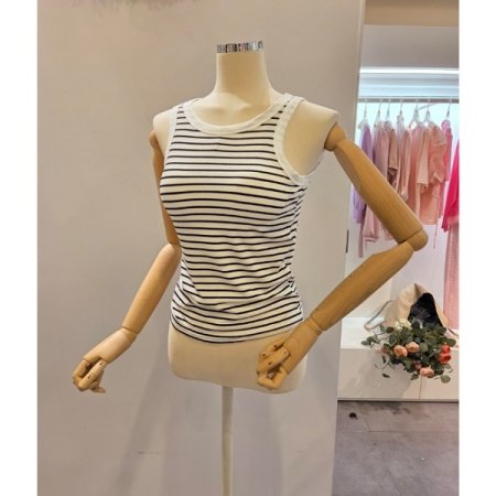 스트라이프 민소매 탑