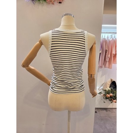 스트라이프 민소매 탑