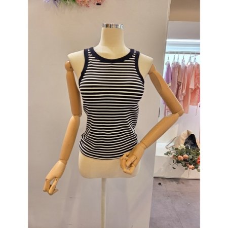 스트라이프 민소매 탑