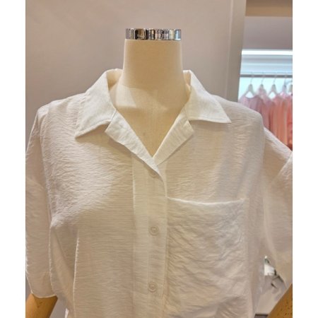 밑단 밴딩 카라 블라우스