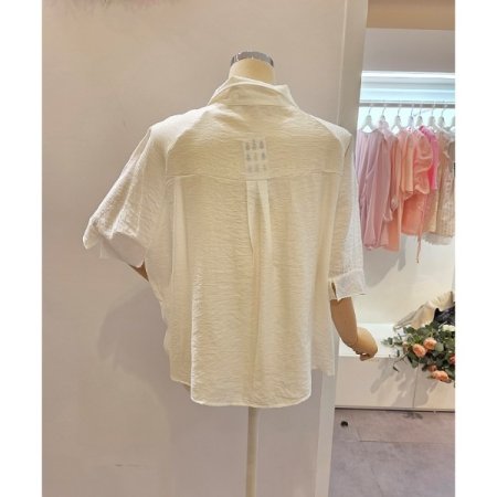 밑단 밴딩 카라 블라우스