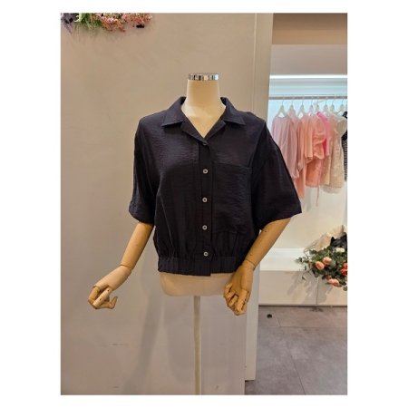 밑단 밴딩 카라 블라우스