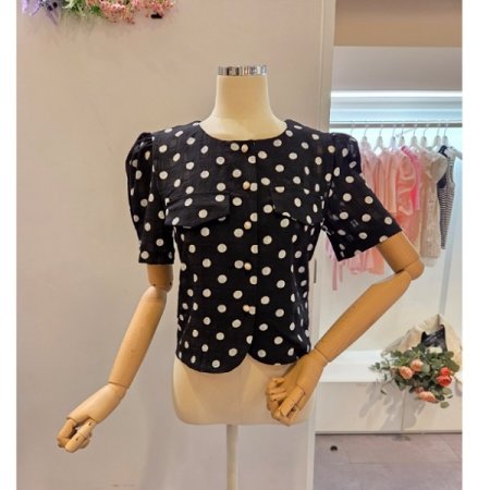 도트 퍼프 블라우스