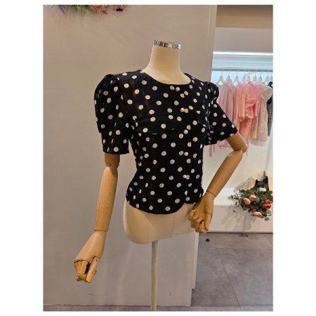 도트 퍼프 블라우스