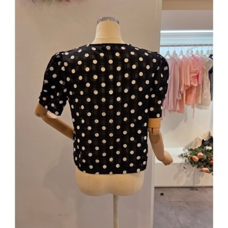 도트 퍼프 블라우스