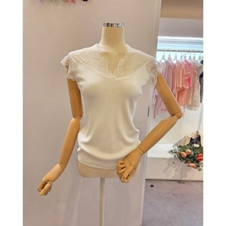 레이스 브이넥 니트