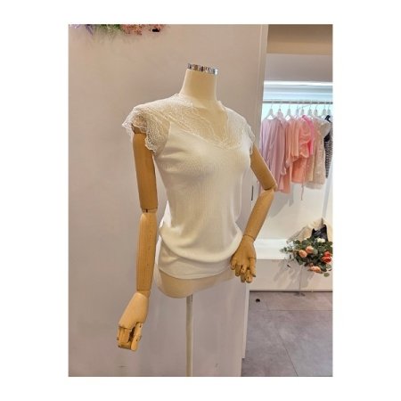 레이스 브이넥 니트