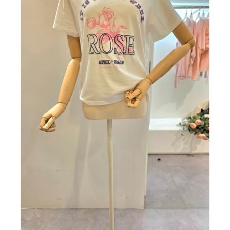 장미 프린트 반팔 티셔츠