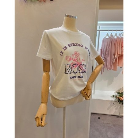 장미 프린트 반팔 티셔츠