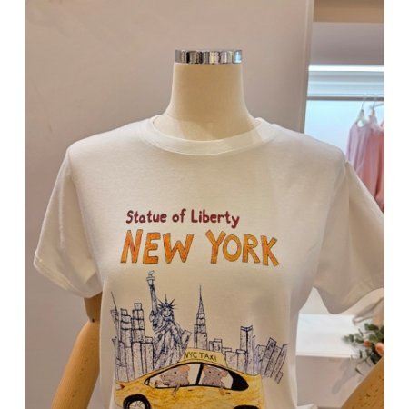 프린트 반팔 라운드넥 티셔츠