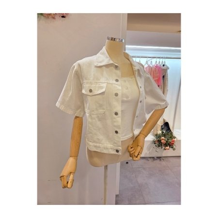 면 하프 크롭 자켓