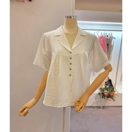 핀턱 에이라인 카라 블라우스