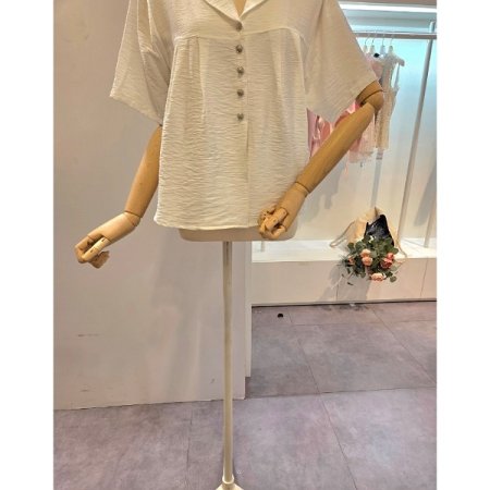 핀턱 에이라인 카라 블라우스