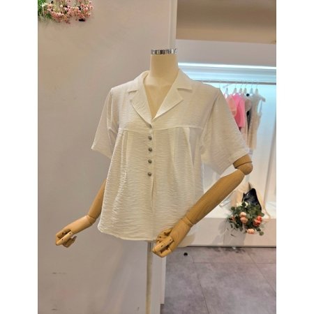 핀턱 에이라인 카라 블라우스