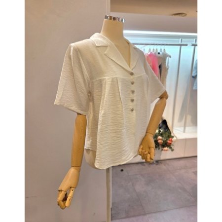 핀턱 에이라인 카라 블라우스