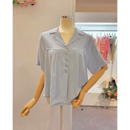 핀턱 에이라인 카라 블라우스