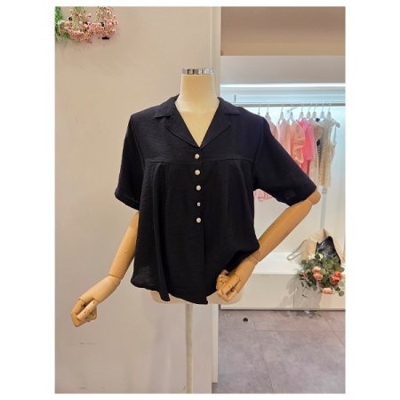 핀턱 에이라인 카라 블라우스