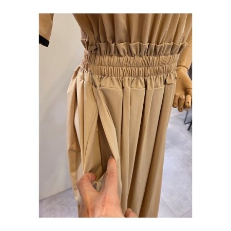 배색 허리 밴딩 원피스