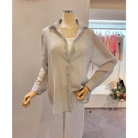 카라 무지 하프 셔츠