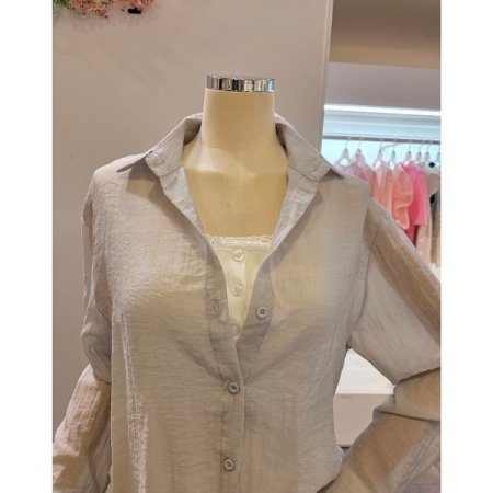 카라 무지 하프 셔츠