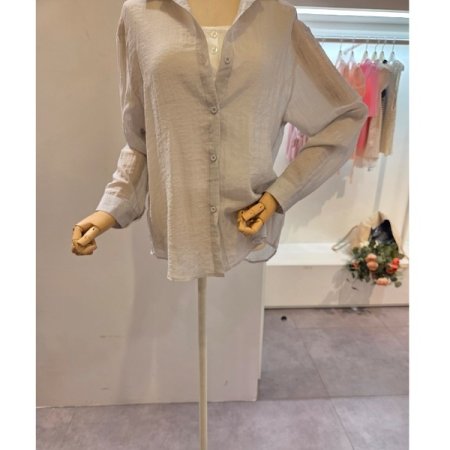 카라 무지 하프 셔츠