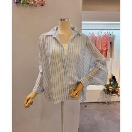 카라 스트라이프 하프 셔츠