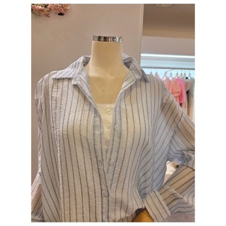 카라 스트라이프 하프 셔츠