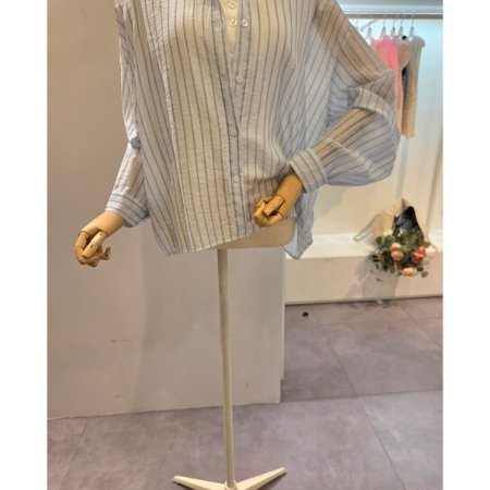 카라 스트라이프 하프 셔츠