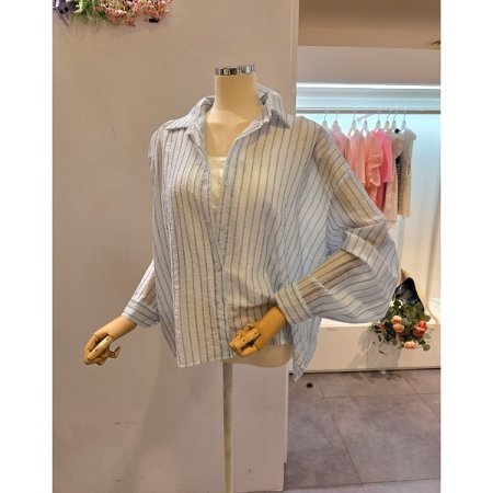 카라 스트라이프 하프 셔츠