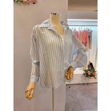 카라 스트라이프 하프 셔츠