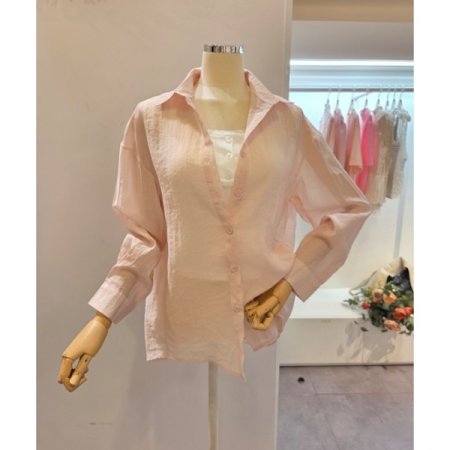 무지 핑크 카라 셔츠