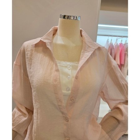 무지 핑크 카라 셔츠