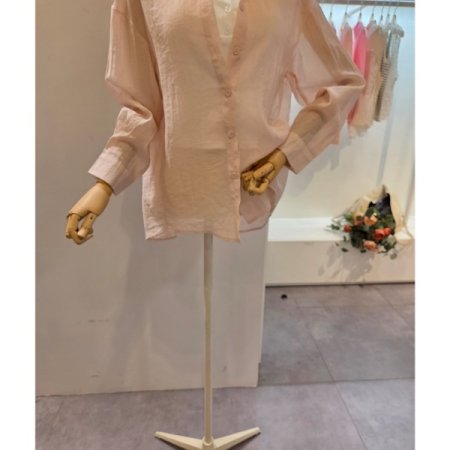 무지 핑크 카라 셔츠