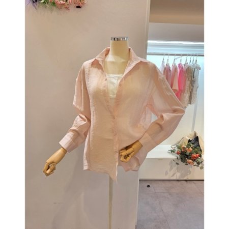 무지 핑크 카라 셔츠