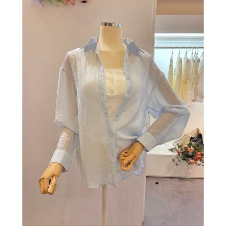 무지 핑크 카라 셔츠