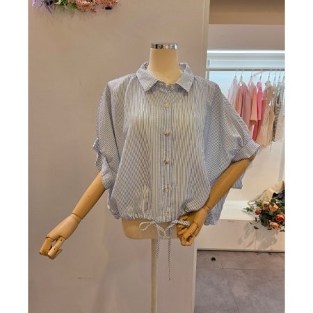 루즈핏 스트라이프 스트링 셔츠