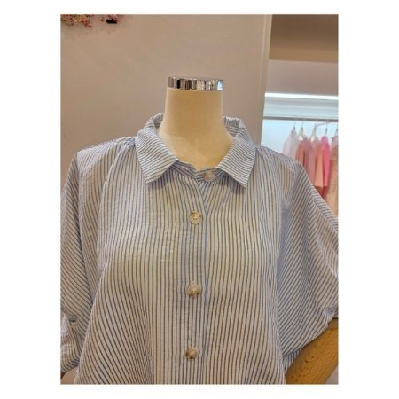 루즈핏 스트라이프 스트링 셔츠