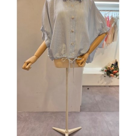 루즈핏 스트라이프 스트링 셔츠