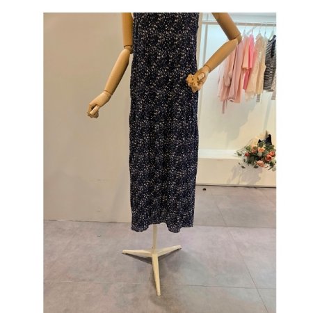 잔꽃 끈 롱 원피스