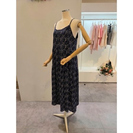 잔꽃 끈 롱 원피스