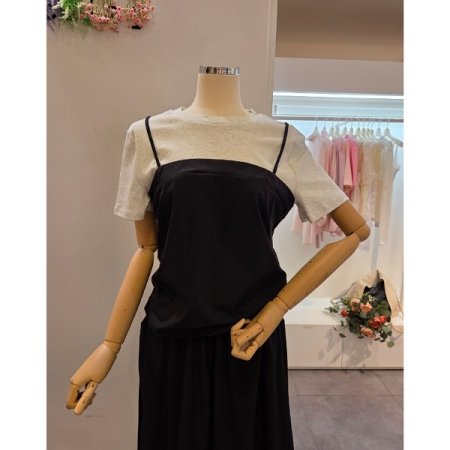 셔링 티셔츠 스커트 세트