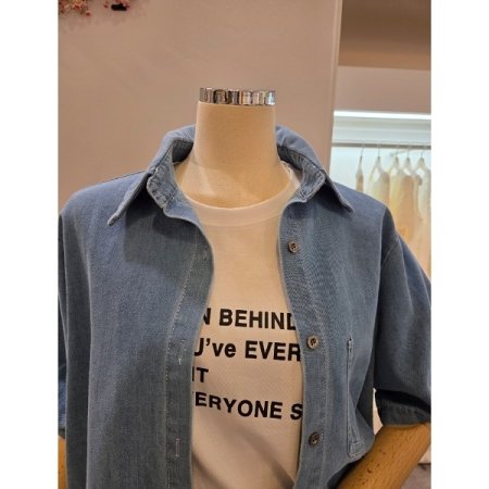 데님 숏 카라 셔츠