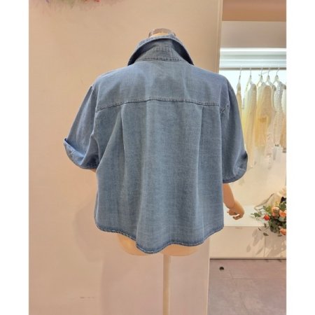 데님 숏 카라 셔츠