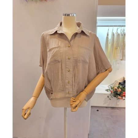 양포켓 카라 블라우스