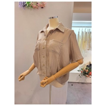 양포켓 카라 블라우스