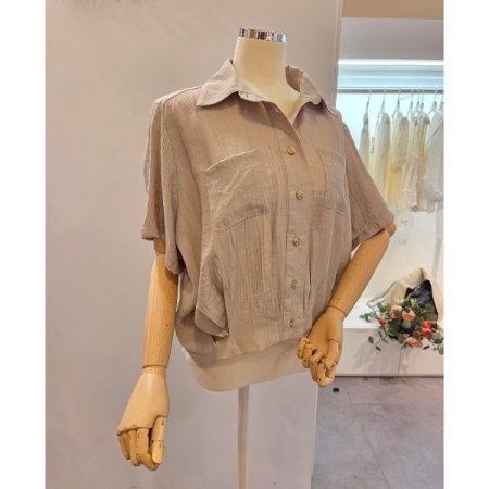 양포켓 카라 블라우스